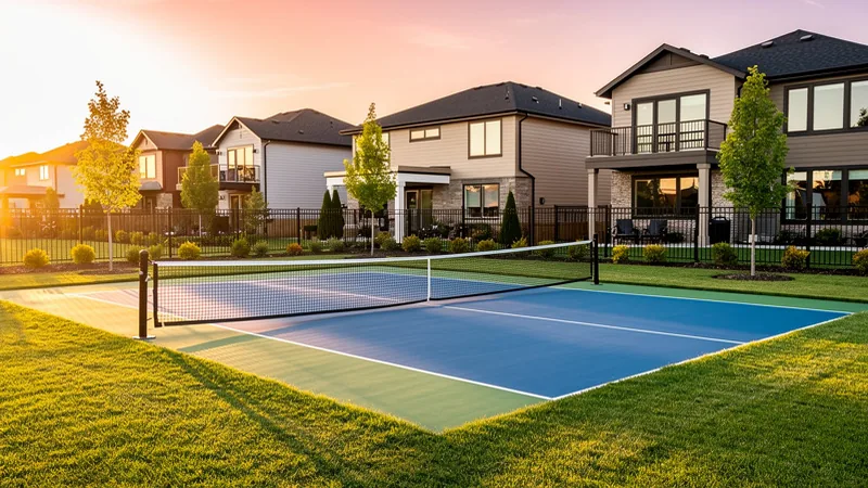 Full-size pickleball court construction in a Meridian, ID backyard