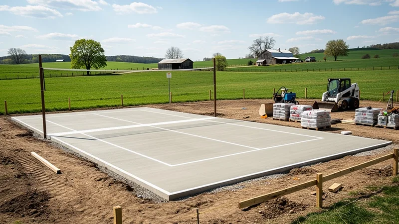 New pickleball court construction on a rural property in Star, ID